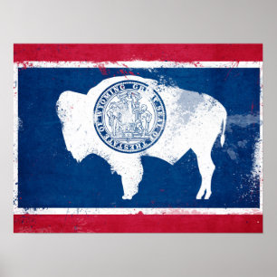 Distressed Wyoming State Flag Poster