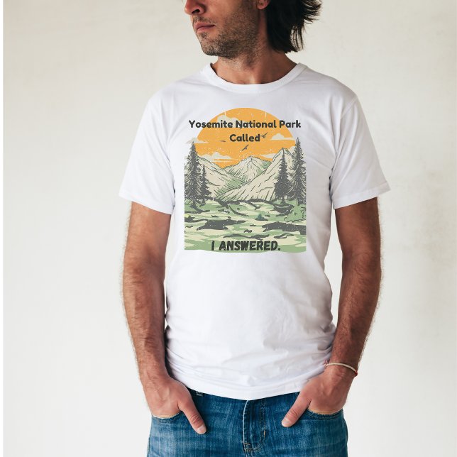 Distressed Yellow/Green Print Yosemite Park Nature T-Shirt (Creator Uploaded)