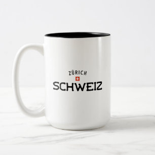Distressed Zurich Schweiz (Switzerland) Two-Tone Coffee Mug