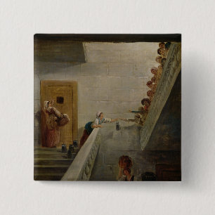 Distributing Milk at St. Lazare Prison, 1794 15 Cm Square Badge
