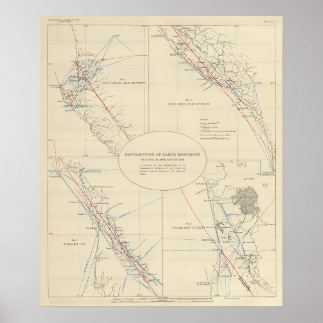Distribution of earth movement in California Poster (Front)