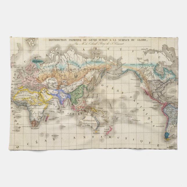 Distribution primitive du genre humain tea towel (Horizontal)
