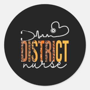 District Nurse Leopard Heartbeat Appreciation Wome Classic Round Sticker