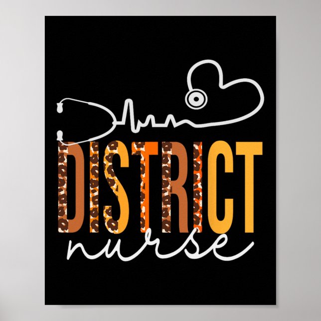District Nurse Leopard Heartbeat Appreciation Wome Poster (Front)