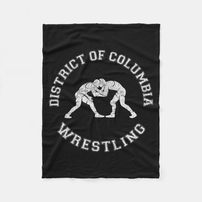 District Of Columbia Wrestling Distressed Retro Wr Fleece Blanket (Front)
