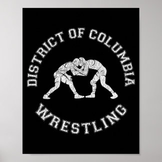 District Of Columbia Wrestling Distressed Retro Wr Poster
