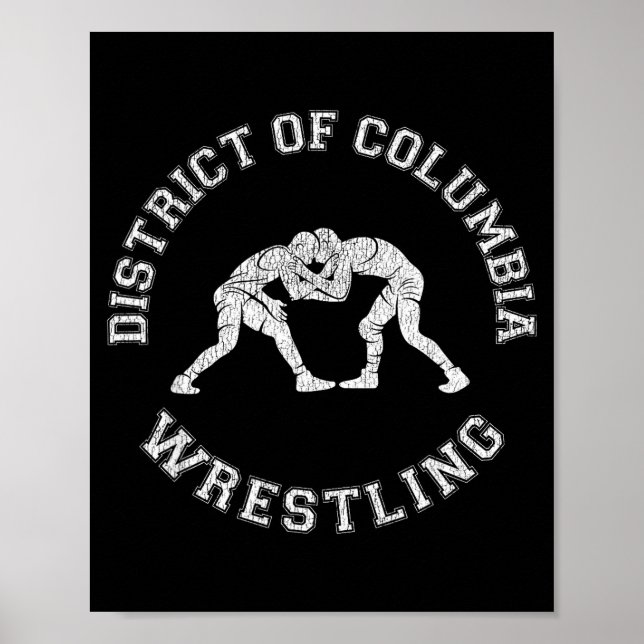 District Of Columbia Wrestling Distressed Retro Wr Poster (Front)