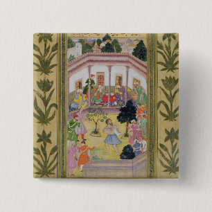 Disturbance by a madman at a social gathering, fro 15 cm square badge