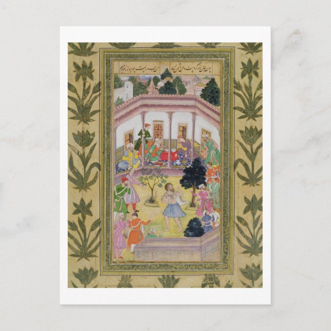 Disturbance by a madman at a social gathering, fro postcard (Front)