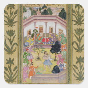 Disturbance by a madman at a social gathering, fro square sticker