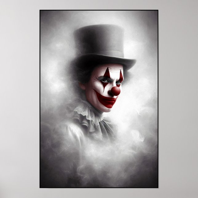Disturbed Vintage Clown With a Sinister Smile  Poster (Front)