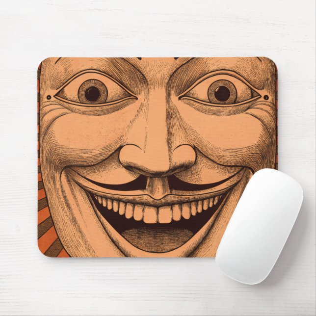 Disturbing Grinning Face Mouse Mat (With Mouse)