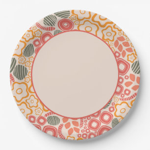 Disty Flowers On A Peach Background Paper Plates