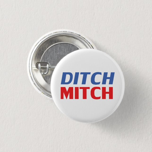 Ditch Mitch red white blue modern typography funny 3 Cm Round Badge (Front & Back)