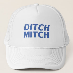 Ditch Mitch white blue modern typography funny Trucker Hat
