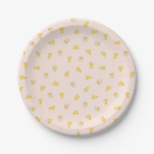 Ditsy Chicks (Misty Rose) – Cute Bird Pattern Paper Plate