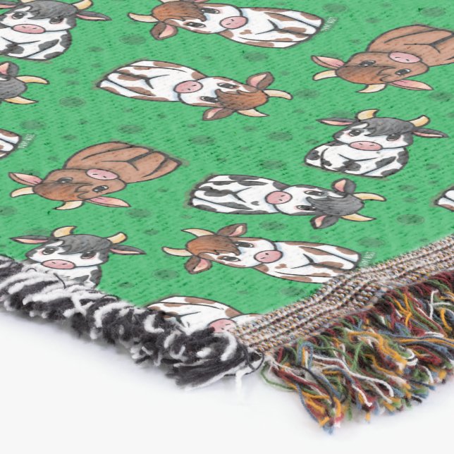 Ditsy Cows Throw Blanket (Corner)