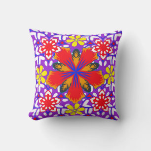 Ditsy cute floral seamless pattern in white, red a cushion