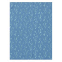 Ditsy Dainty Boho Floral Line Art Drawing in Blue