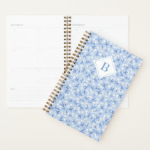 Ditsy Daisy Floral Monogram Periwinkle Blue