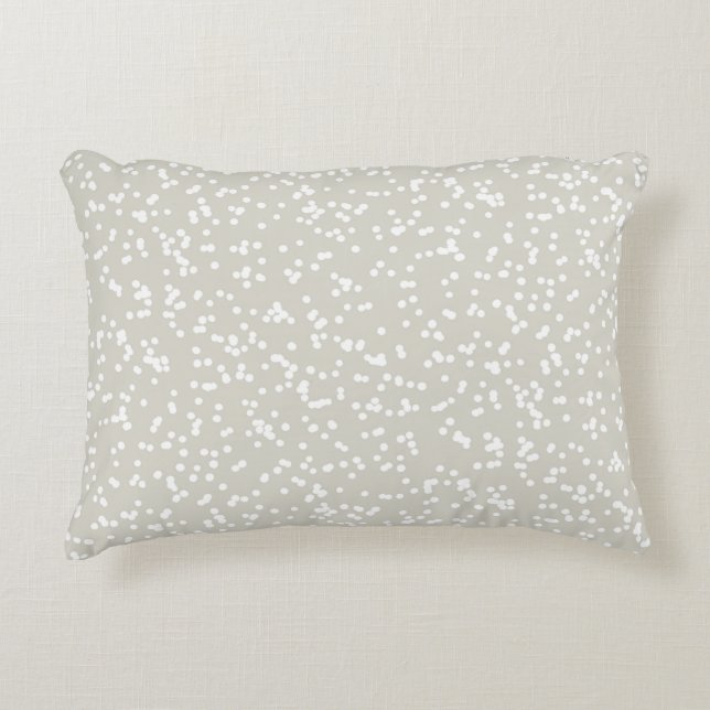 Ditsy Dots Pattern - White on Beige/Greige Decorative Cushion (Front)