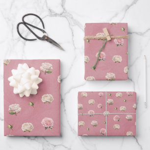 Ditsy Dusty Pink Rose Wrapping Paper Sheet