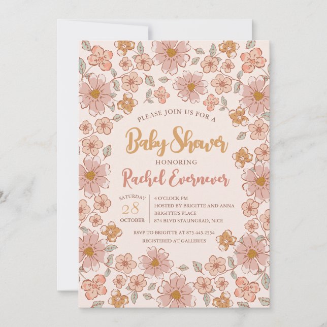 Ditsy Floral Boho Baby Shower Invitation (Front)