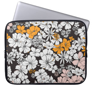 Ditsy Floral: Colourful Dark Background. Laptop Sleeve