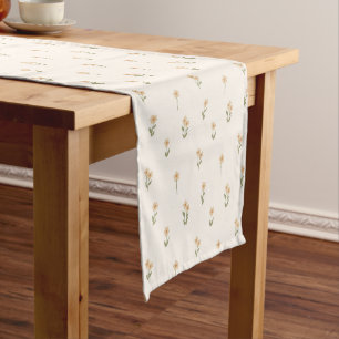 Ditsy Floral Cottagecore Boho Wildflower Beige Short Table Runner