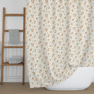 Ditsy Floral Cottagecore Dainty Wildflowers Beige Shower Curtain