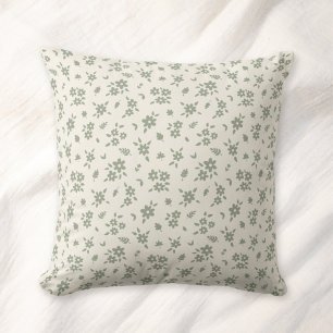Ditsy Floral Muted Neutral Cottagecore Beige Sage Cushion