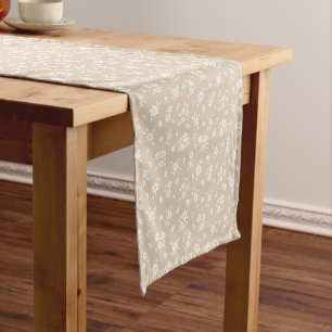 Ditsy Floral Muted Neutral Soft Pale Tan Taupe Short Table Runner