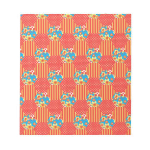 Ditsy Floral, Stripes, Polka Dots Patchwork Notepad