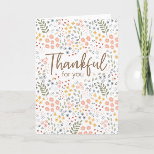 Ditsy Floral Thanksgiving Thankful Greeting Card