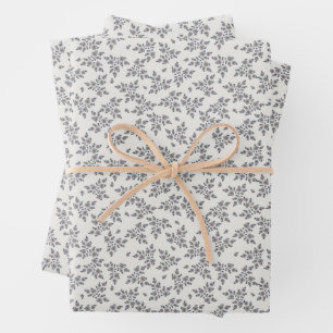 Ditsy Florals in Grey Wrapping Paper Sheet