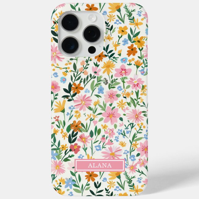 Ditsy Flower Garden Monogrammed Case-Mate iPhone Case (Back)