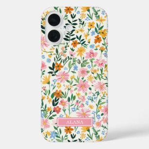 Ditsy Flower Garden Monogrammed iPhone 16 Case