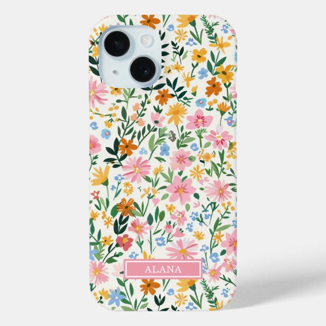 Ditsy Flower Garden Monogrammed Case-Mate iPhone Case (Back)