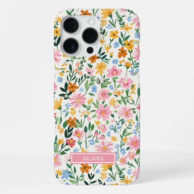 Ditsy Flower Garden Monogrammed iPhone Case (Back)