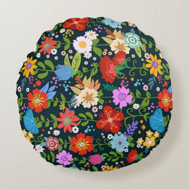 Ditsy Flowers Seamless Pattern-20210 Round Cushion (Front)