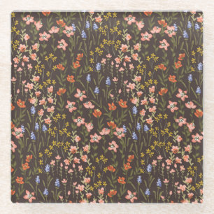 Ditsy Flowers: Vintage Mille-Fleur Pattern Glass Coaster