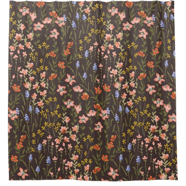 Ditsy Flowers: Vintage Mille-Fleur Pattern Shower Curtain (Front)