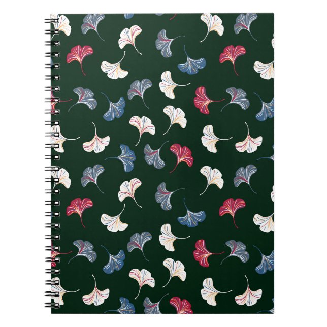 Ditsy Ginkgo: Dark Autumn Seamless. Notebook (Front)