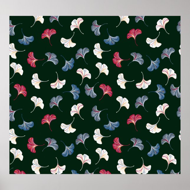 Ditsy Ginkgo: Dark Autumn Seamless. Poster (Front)