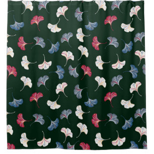 Ditsy Ginkgo: Dark Autumn Seamless. Shower Curtain