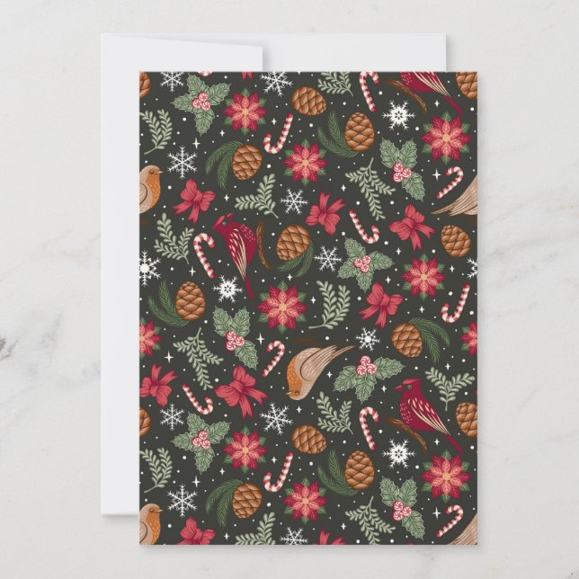 Ditsy Natural Christmas Holiday Card (Front)