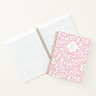 Ditsy Preppy Pink Bow Monogram Notebook