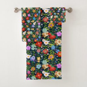 Ditsy seamless Flowers Pattern-13554 Bath Towel Set