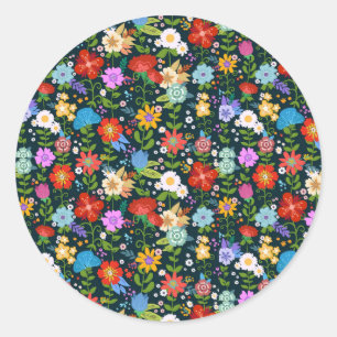 Ditsy seamless Flowers Pattern-13554 Classic Round Sticker