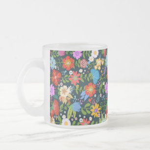 Ditsy seamless Flowers Pattern-13554 Frosted Glass Coffee Mug